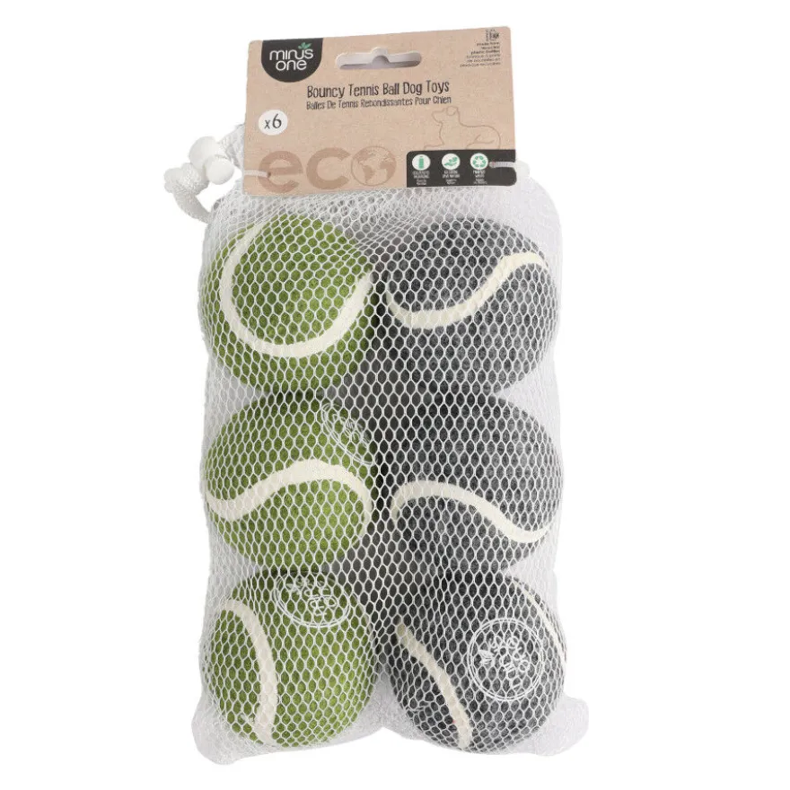 Minus One Bouncy Tennis Ball Pack de 6 bolas de ténis para cães