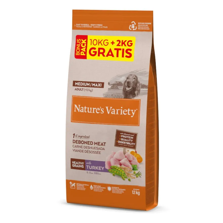 Nature's Variety Healthy Grains Adult Medium Maxi Ração de peru para cães