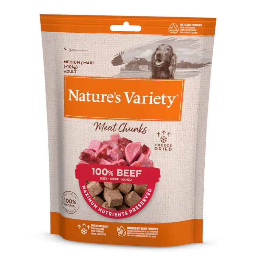 Nature's Variety Meat Chunks Snack de Vaca Liofilizada para cães