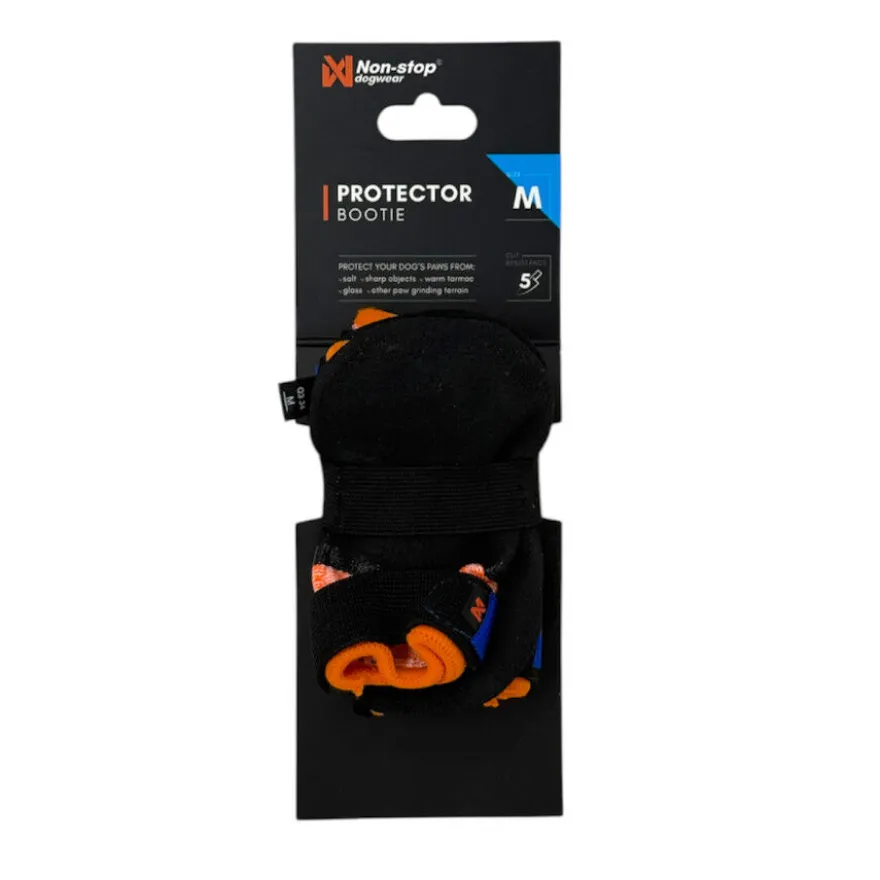 Non-stop dogwear Bota protetora preta e laranja para cães