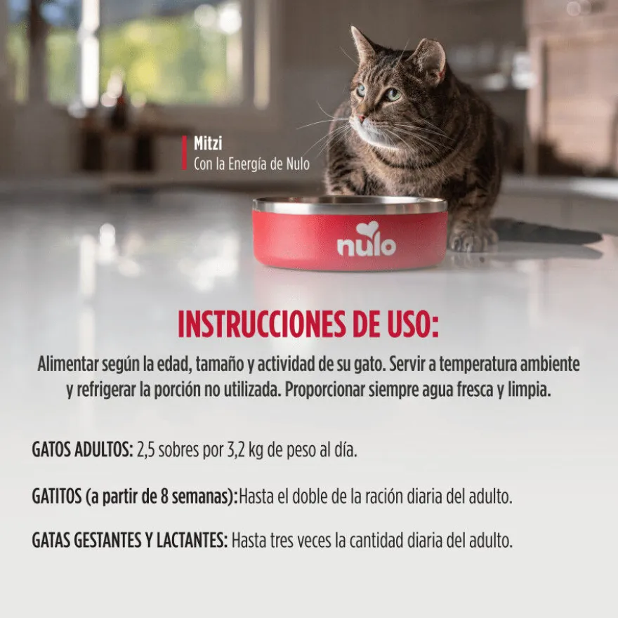 Nulo Comida húmida Mousse cremosa de Vaca e Sardinhas em saquetas para gatos