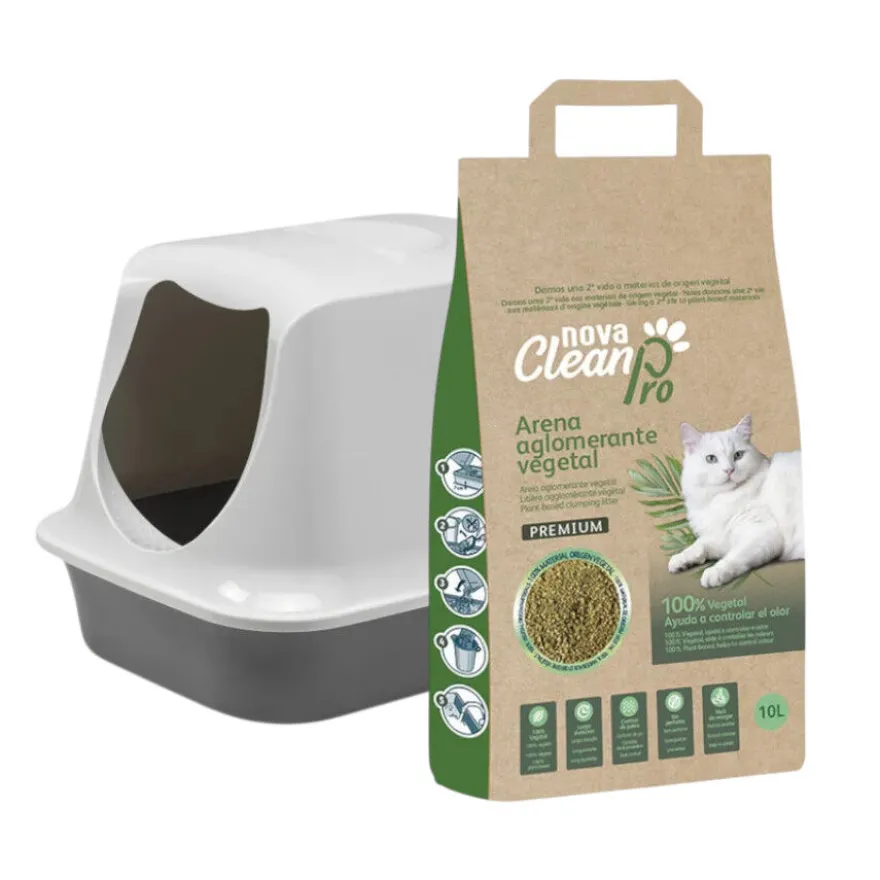 Pack Caixa de Areia para gatos + Areia Vegetal para gatos