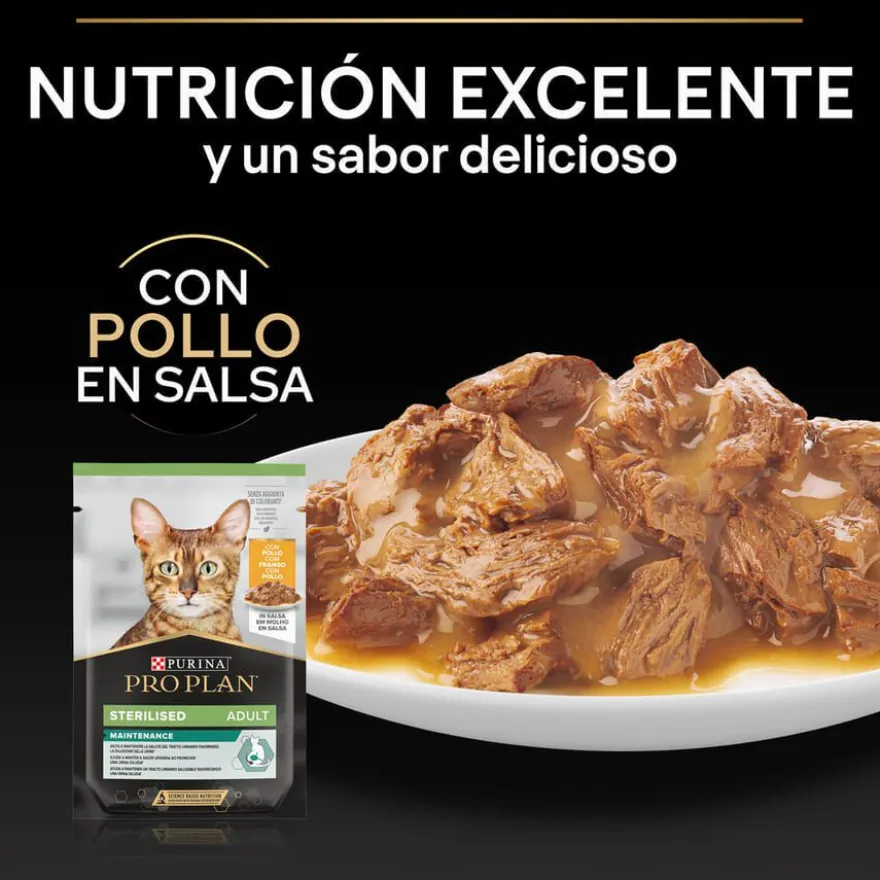 Pro Plan Sterilised Maintenance saquetas com frango em molho para gatos