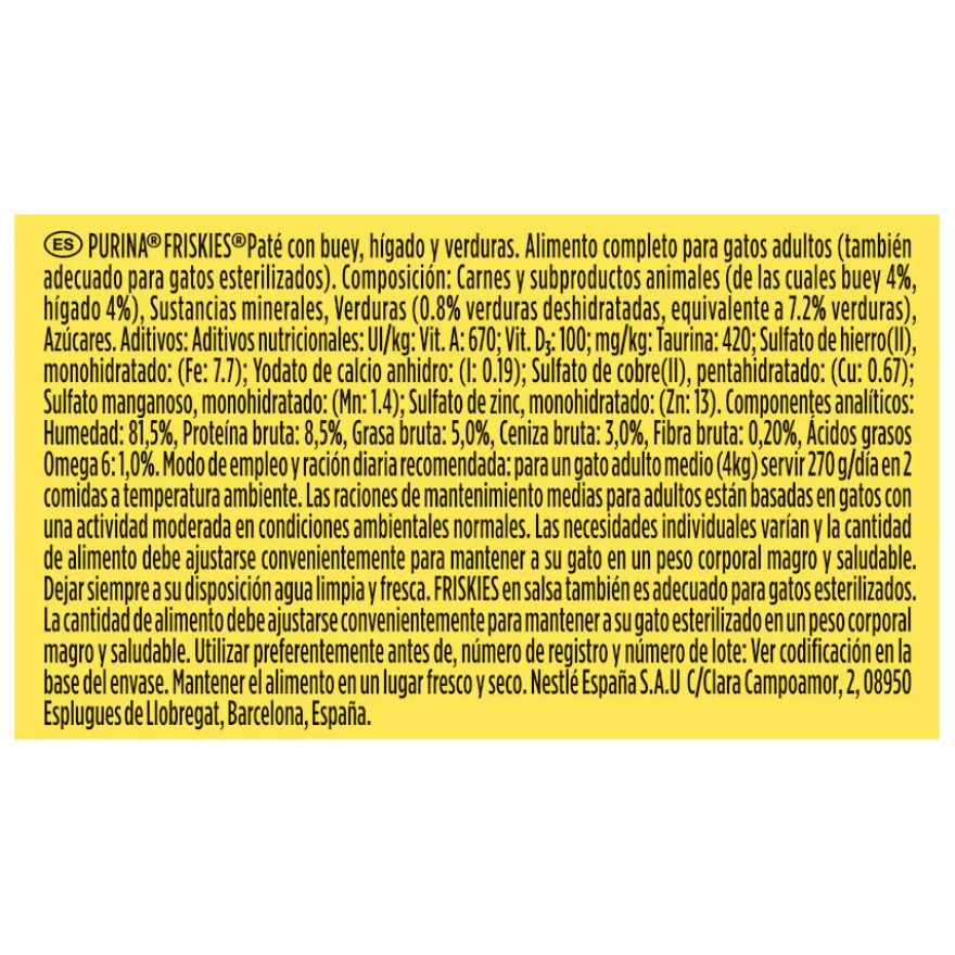 Purina Friskies Adult carne de boi e fígado lata para gatos