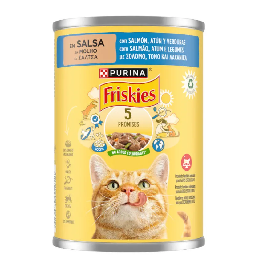 Purina Friskies Adult salmão e atum lata para gatos