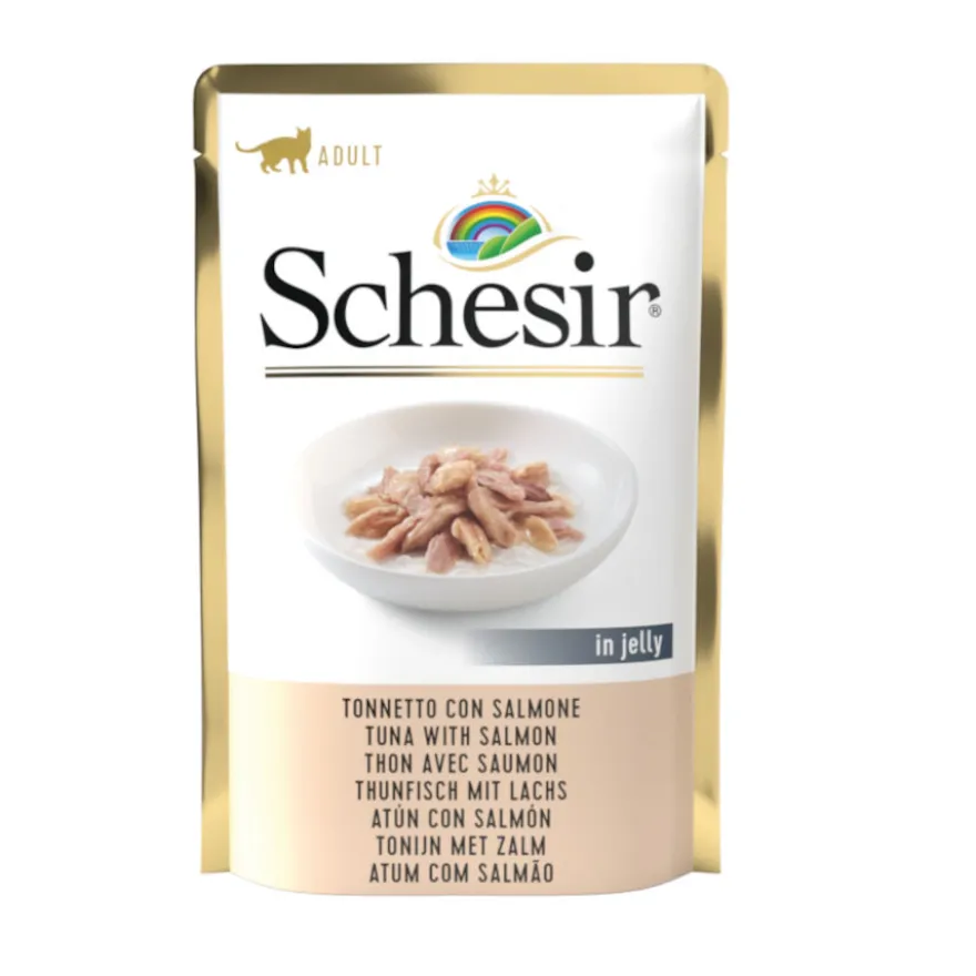 Schesir Adult Atum com Salmão saqueta para gatos.