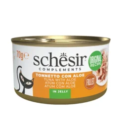 Schesir Filés de Atum com Aloe em lata de gelatina para gatos