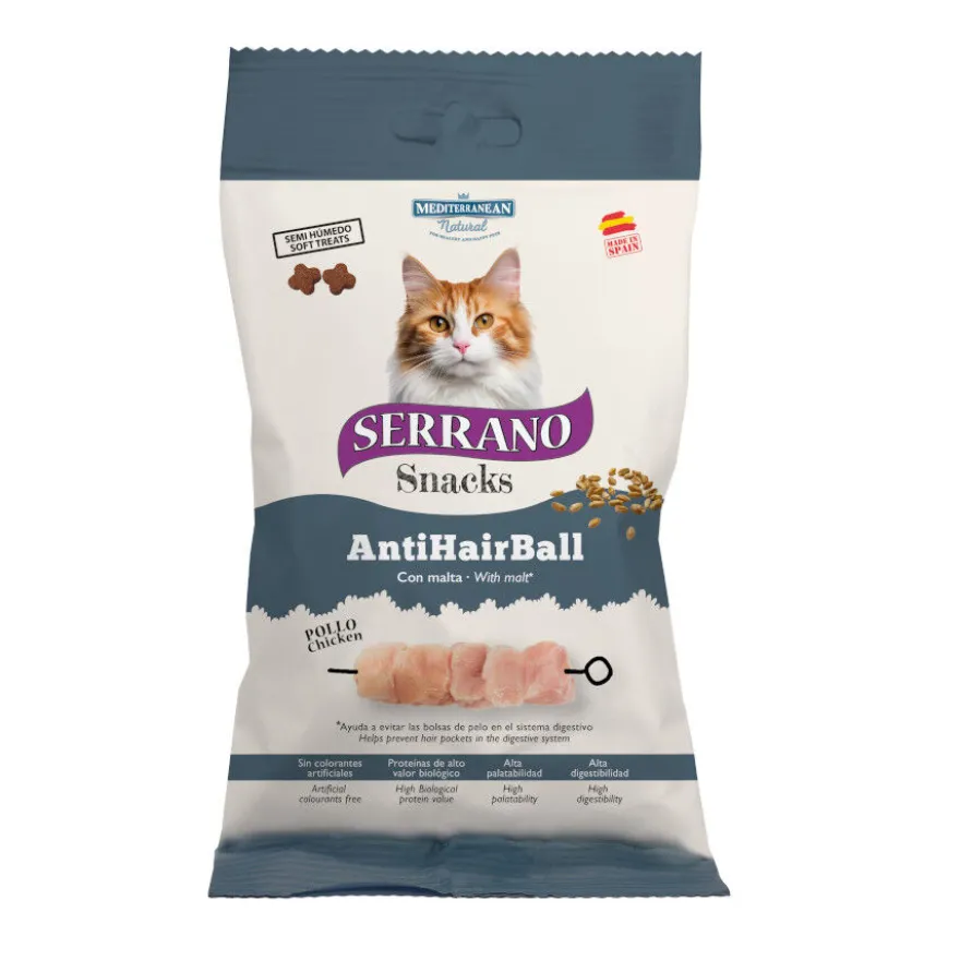 Serrano Snacks Anti Bola de Pelo de Frango para gatos