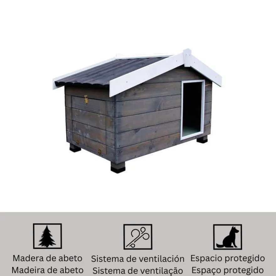 TK-Pet Mountain Casota de Madeira Cinza para cães