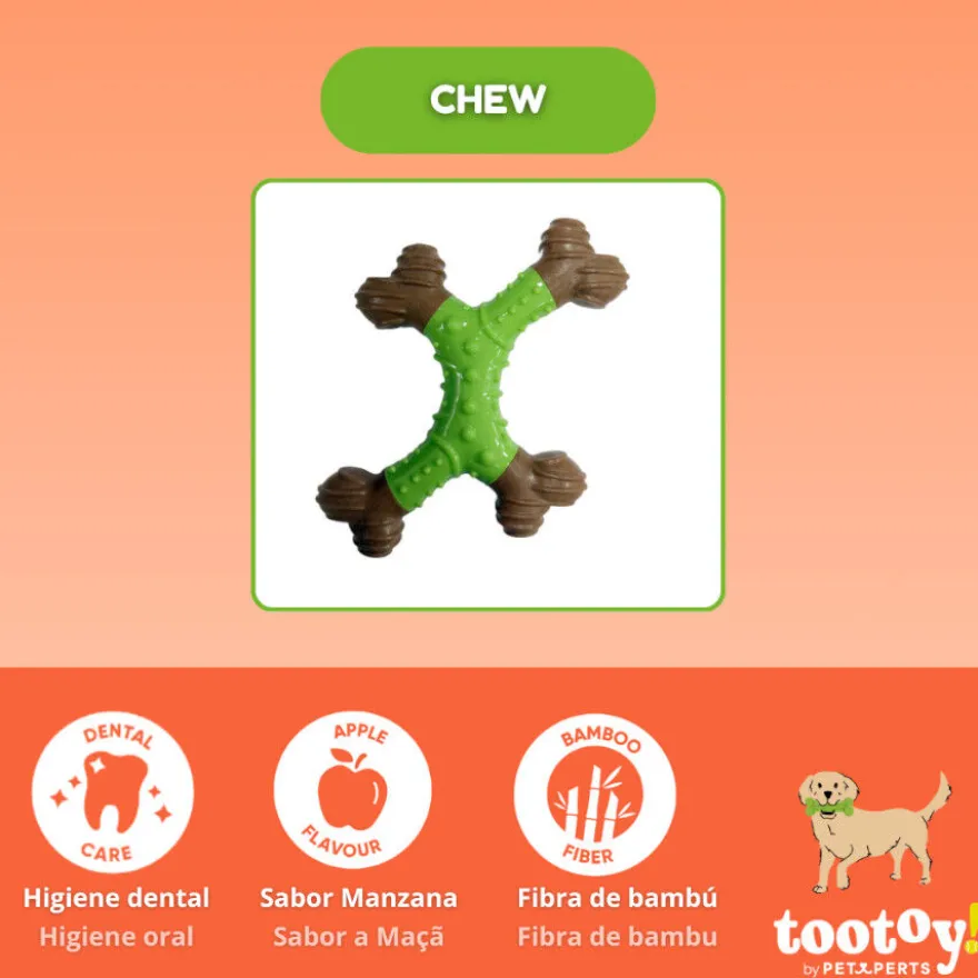 Tootoy! Chew Osso dental de bamboo sabor maçã para cães