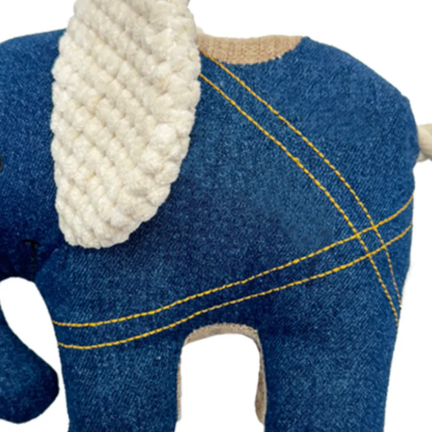 Tootoy! Comfort Denim Elephant peluche com som para cães