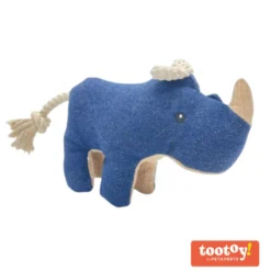 Tootoy! Comfort Denim Rhino peluche com som para cães