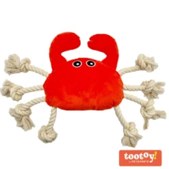 Tootoy! Comfort Fresh Crab peluche com corda para cães