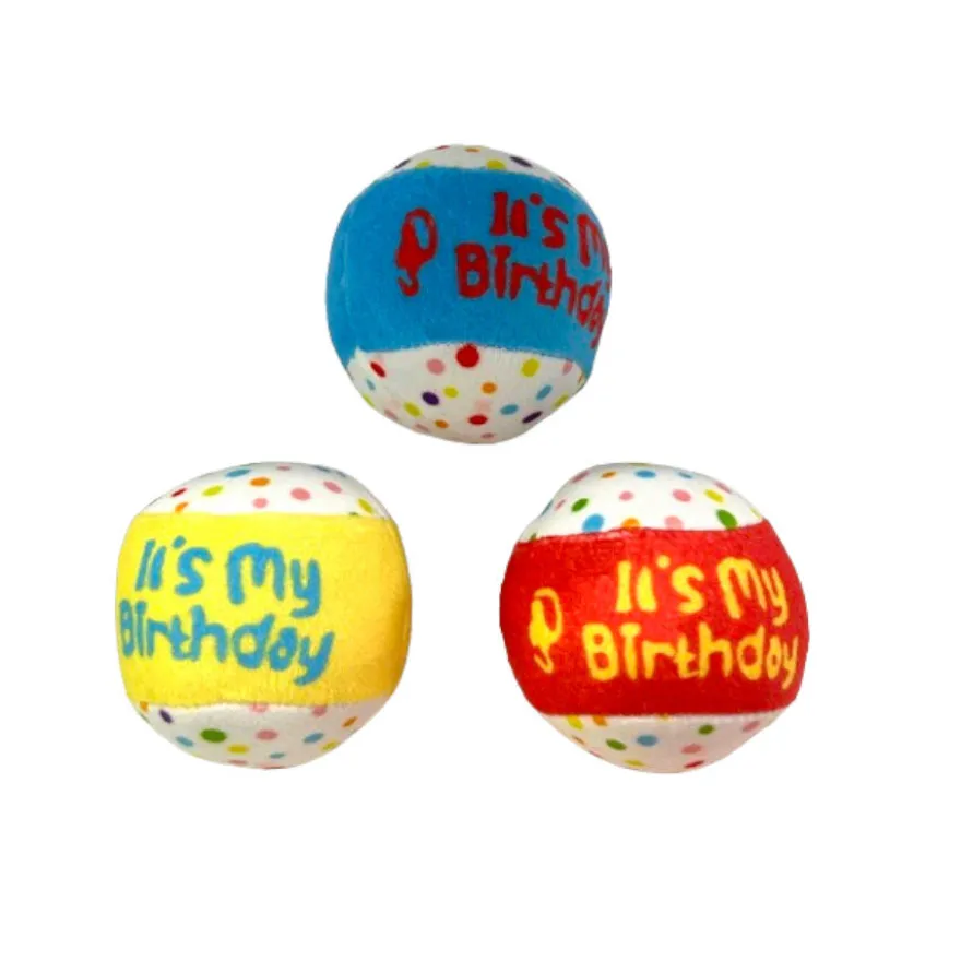 Tootoy! Comfort Happy Birthday Ball Conjunto de Bolas de Ténis com som para cães