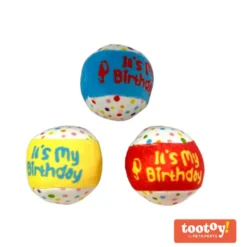 Tootoy! Comfort Happy Birthday Ball Conjunto de Bolas de Ténis com som para cães