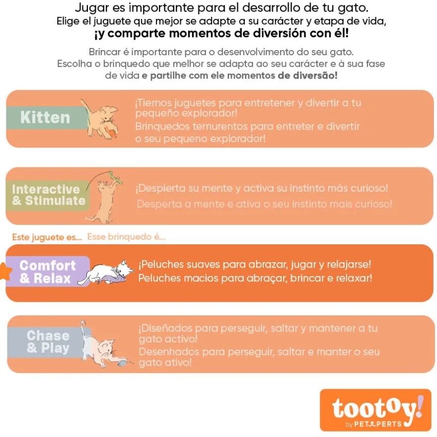 Tootoy! Comfort & Relax Brinquedo rato arco-íris de peluche para gatos