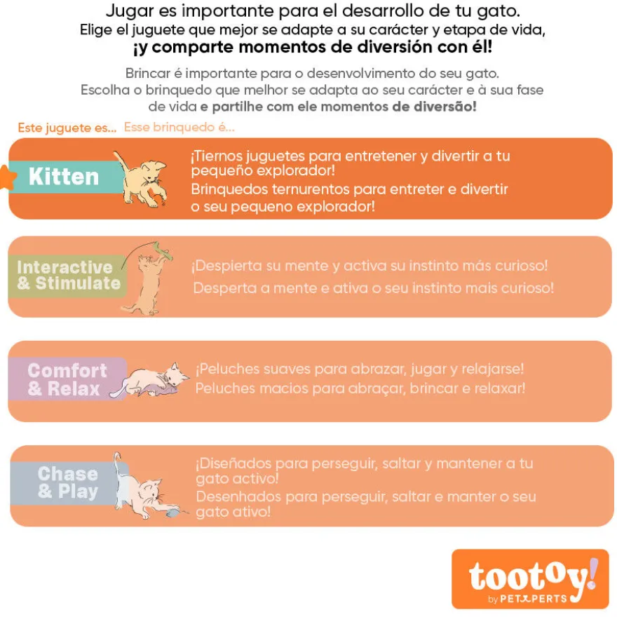 Tootoy! Kitten Peluche de elefante e axolote para gatos