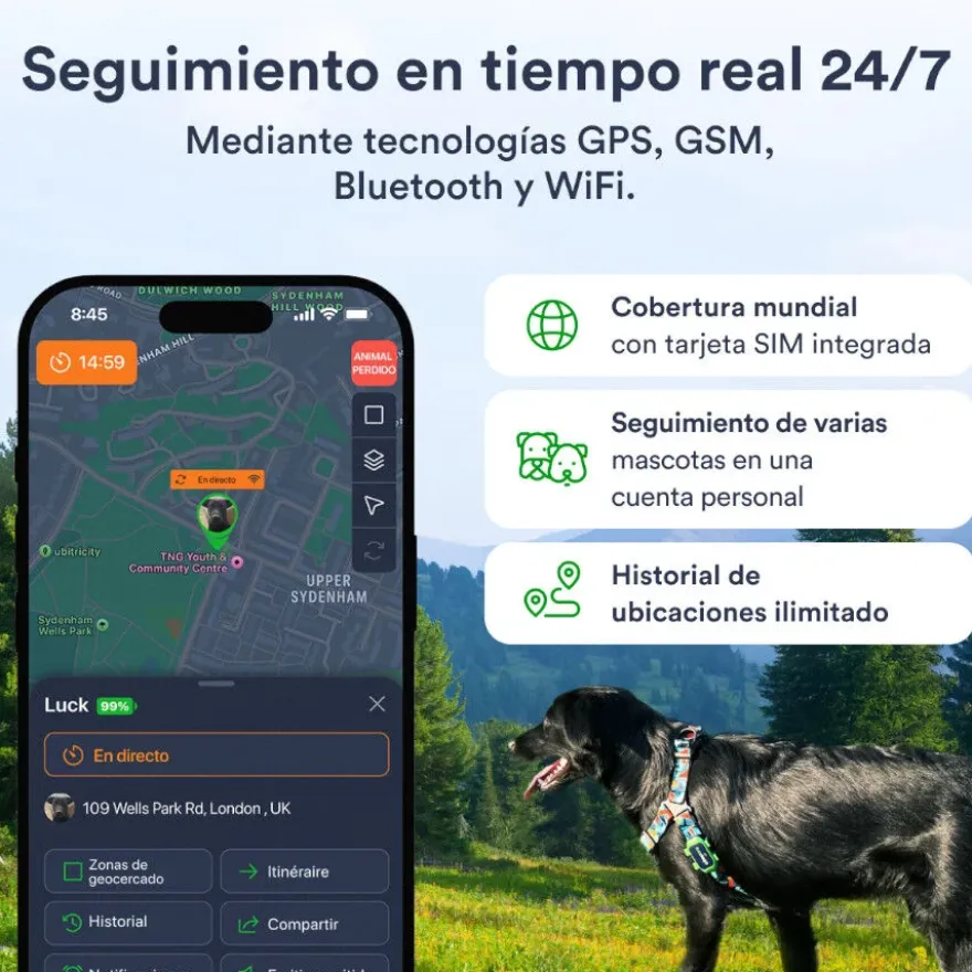 Trackimo Petloc8 Mini 4G Rastreador GPS para cães e gatos pequenos