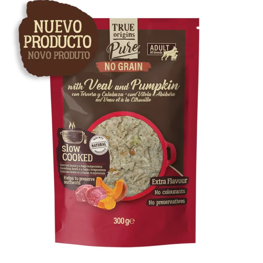 True Origins Pure Adult Gently Coocked Comida húmida de vitela e abóbora em saqueta para cães