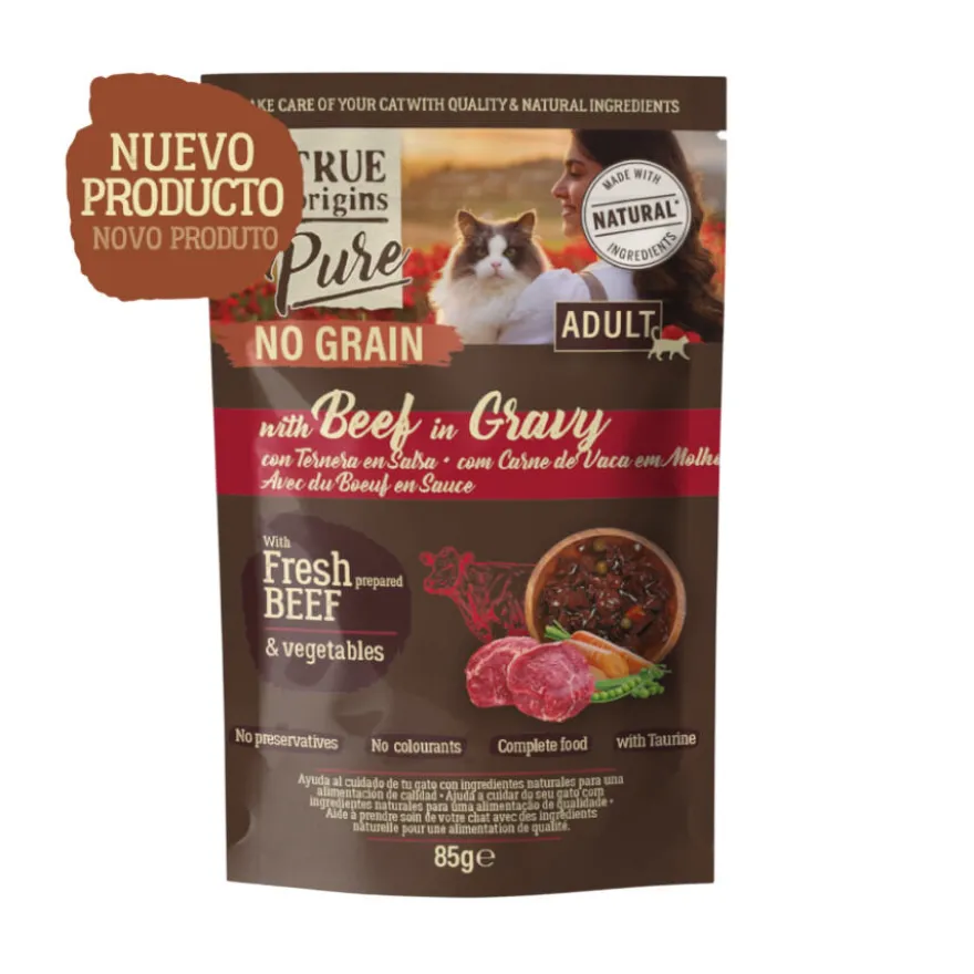 True Origins Pure No Grain Saqueta com Vitela para Gatos