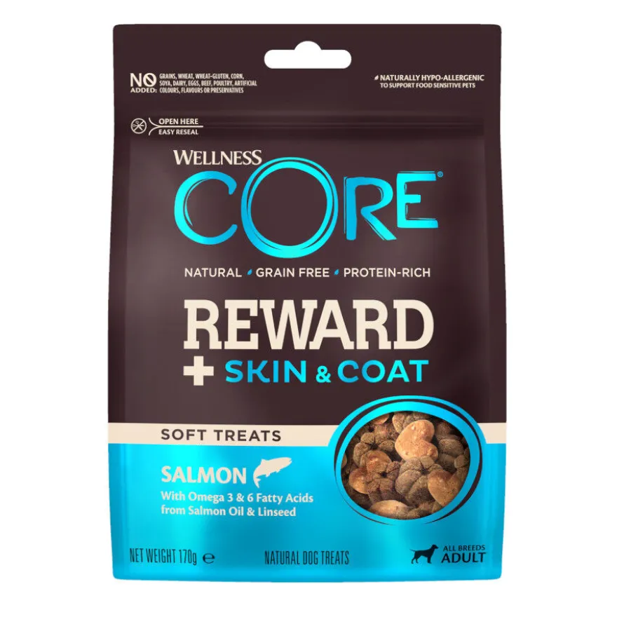 Wellness Core Biscoitos Reward+ SkineCoat salmão para cães