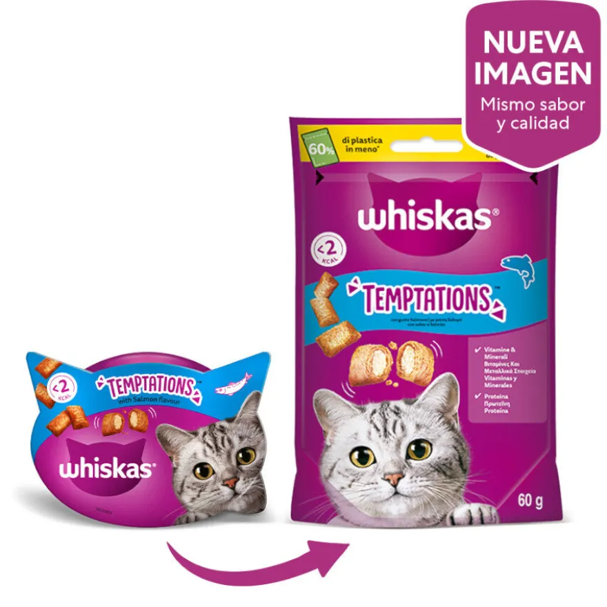 Whiskas Temptations Snacks Salmão para Gatos
